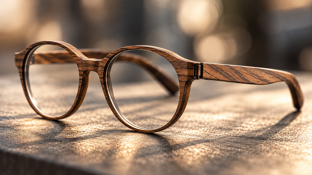 Hochwertige Holzbrille mit natürlicher Maserung
