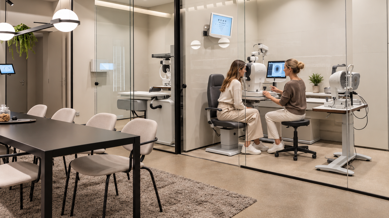 Moderner Sehtest mit präziser Messtechnik bei eyes